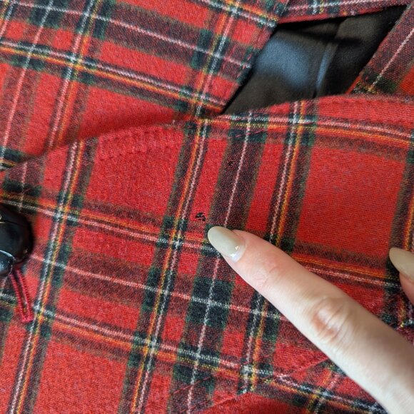 Smythe Wool Red Tartan Plaid Leather Rifle Patch Equestrian Blazer 6 - Picture 5 of 14